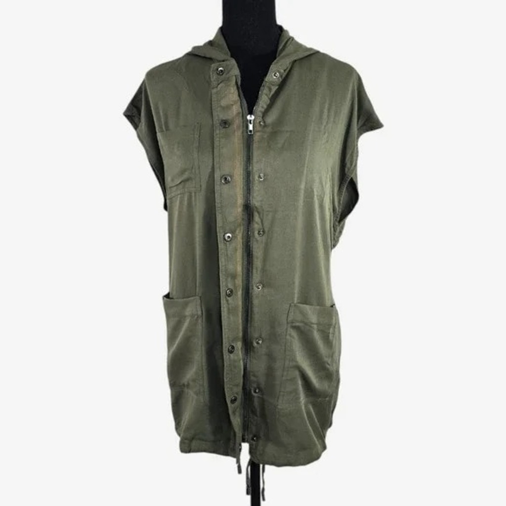 Hooded Utility Vest Womens Small Olive - Picture 12 of 12